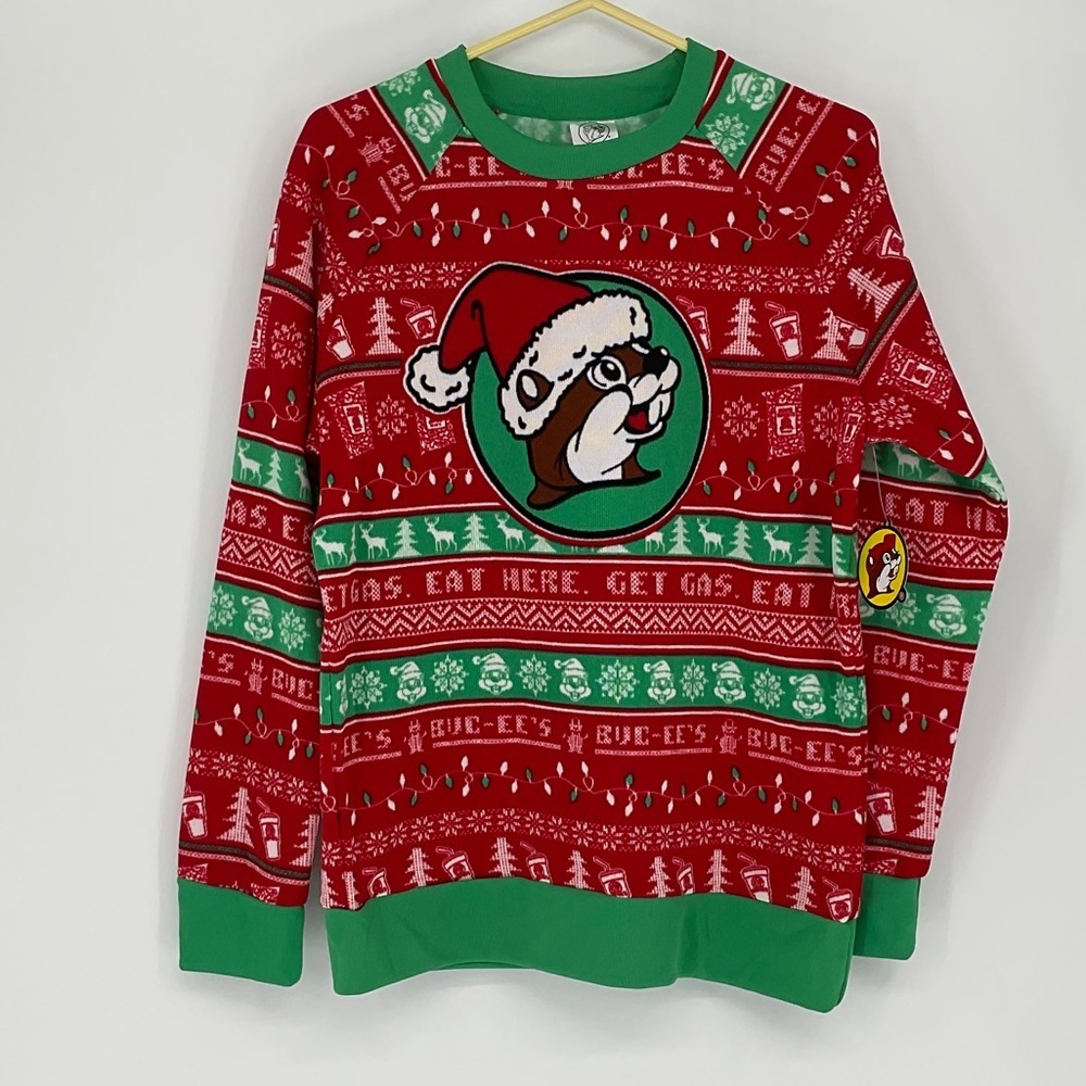 Buc-ee’s Holiday Christmas Ugly Sweater Sweatshirt Fair Isle Santa Sz L NWT